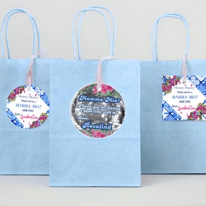 Mamma Mia Thank you Tags for Birthday Party Mamma Mia Bridal Shower Favor Tags Blue Thank you Place Cards Disco Thank you Cards Table Sign