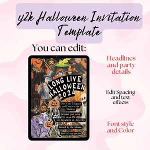 Editable in Canva Vintage ghost Halloween Invitation template