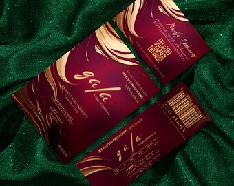 Opulent Gala Invitation Bundle- with Gala tickets RSVP Card Template Banquet Invitation Oscars Party Business Anniversary Burgundy Gold