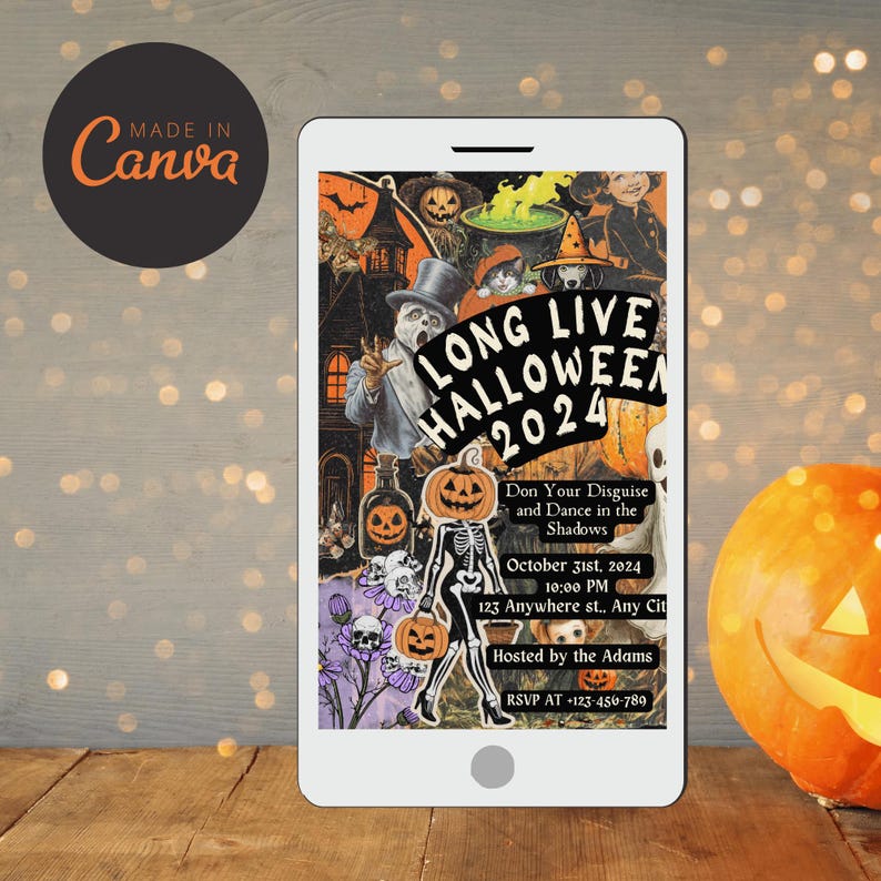 Digital Retro Halloween Invitation Template