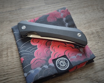 EDC Hank | Japanese Clouds Handkerchief | Everyday Carry | EDC Gear | Pouch Divider | 9" | Akatsuki