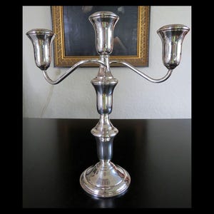 AMC Sterling Silver Convertible Candelabra Three 3 Arm Candlestick Holder