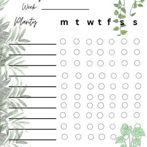 Plant Watering Weekly Schedule- Printable
