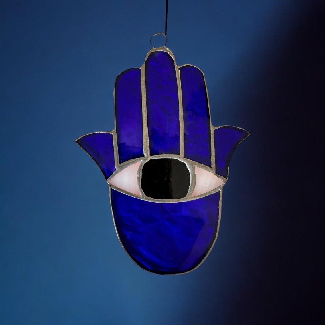 Stained Glass Hamsa, Fatima Hand, Evil Eye Protection Hangable ...