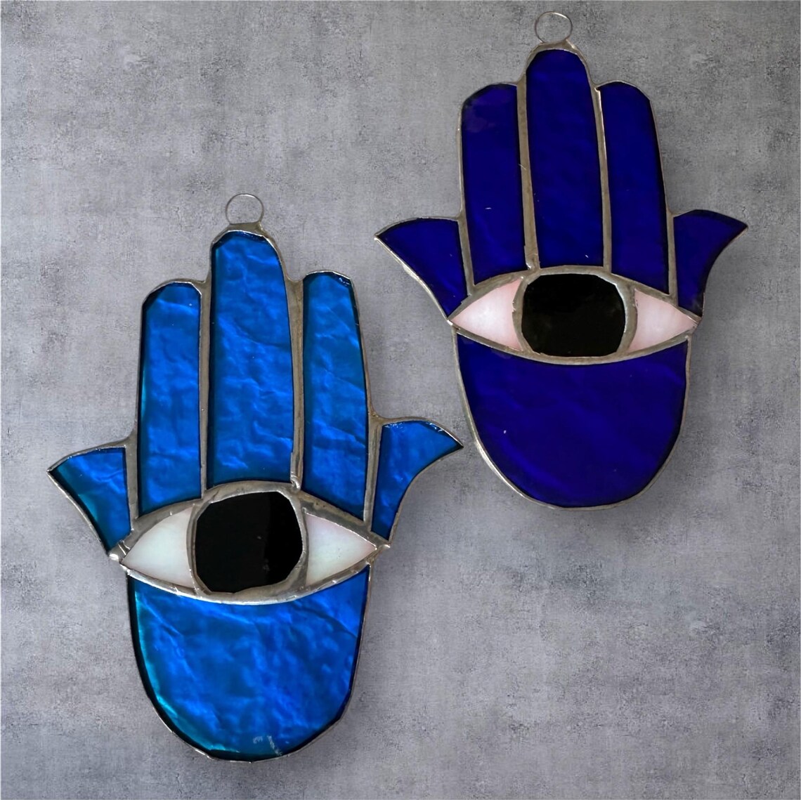 Stained Glass Hamsa, Fatima Hand, Evil Eye Protection Hangable ...