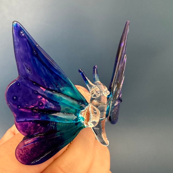 Vlinder glasgeblazen ornamentbeeldje