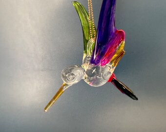 Hummingbird Glass-blown Ornament Figurine