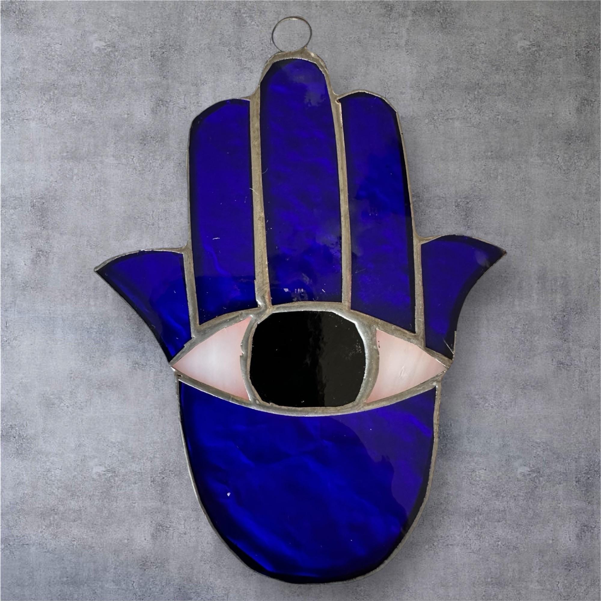 Stained Glass Hamsa, Fatima Hand, Evil Eye Protection Hangable ...