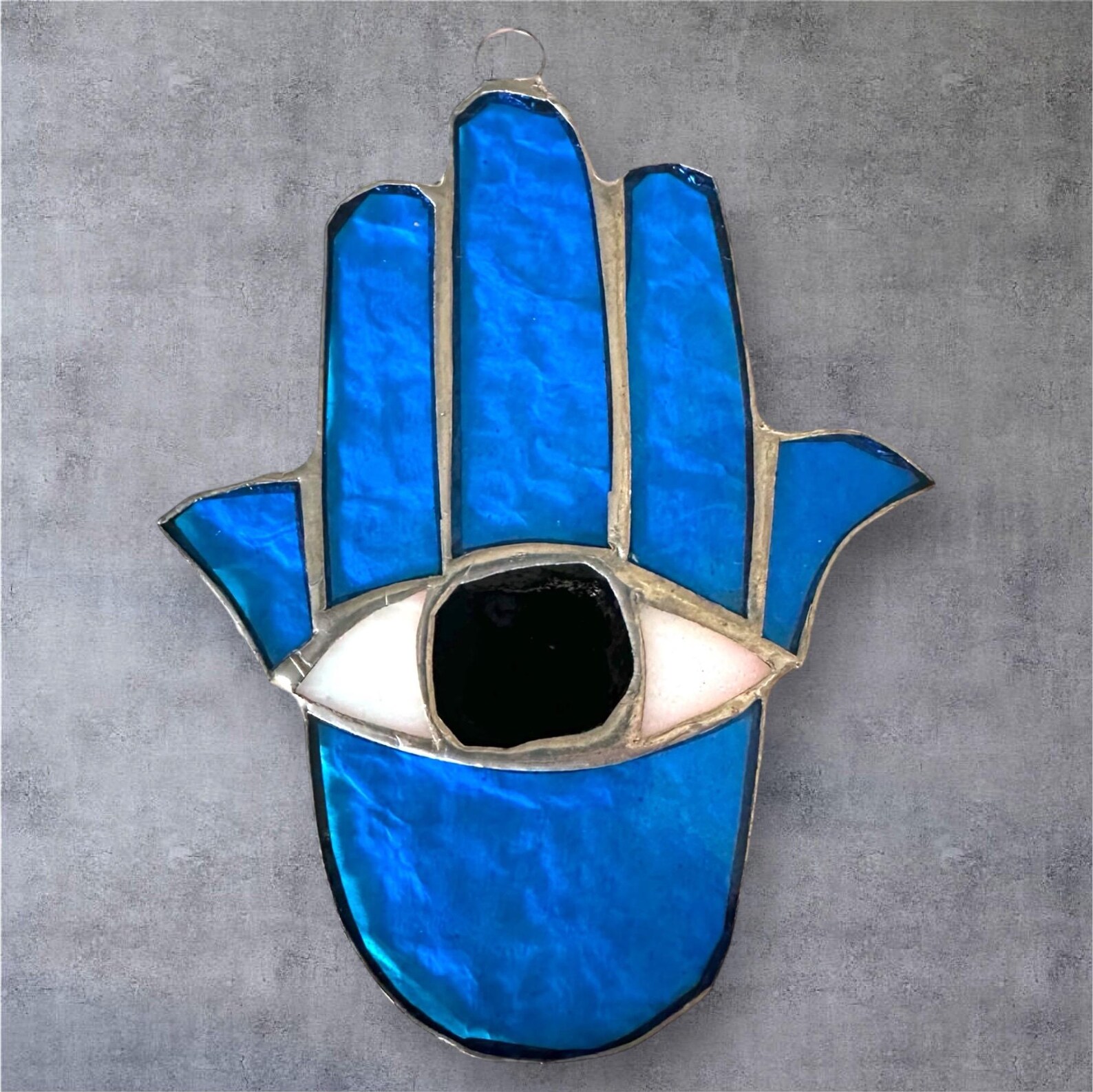 Stained Glass Hamsa, Fatima Hand, Evil Eye Protection Hangable ...