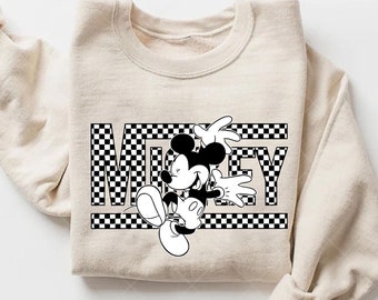 Mickey Checkered Sweatshirt,Retro Mickey Sweater,Disney Trip Sweatshirt,Disneyland Family Vacation,Mickey Mouse Shirt,Disney Matching Hoodie