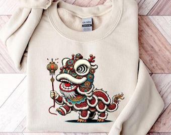 Chinese Year of the Fire Horse Sweatshirt: Lunar Lion Dance Shirt