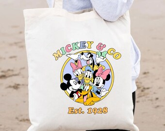 Mickey & Co Tote Bags,Disney Trip Tote,Mickey and Friends Bags,Disney Vacation Bag,Disney Canvas Tote Bag,Disneyworld Tote Bag,Kids Tote Bag