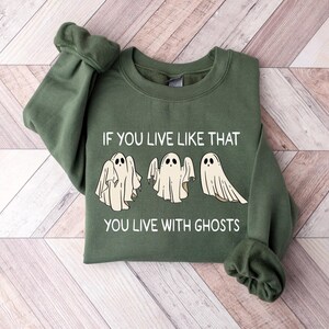 Eras Tour Ghost Halloween Sweatshirt: Spooky Season TS Fan Shirt image 1