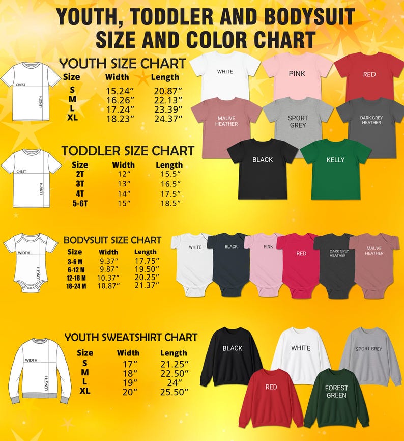 a poster showing the sizes of children's clothing