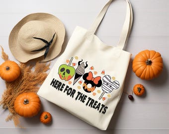 Halloween Tote Bag,Disney Tote Bag,Here for The Treats Bag,Disney Trip Gift,Spooky Season,Custom Tote Bag,Trick or Treat,Disneyland Gift