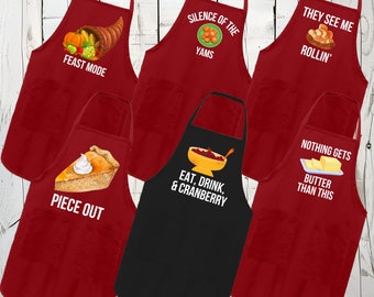 Family Thanksgiving Adult Youth Toddler Apron,Thanksgiving Food Puns Apron,Group Halloween Costumes,Food Seasoning,Matching Family Costumes