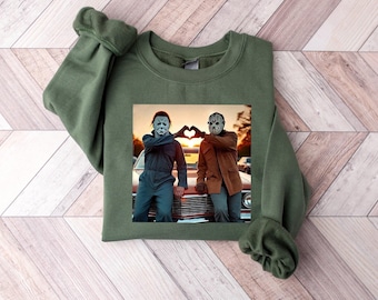Horror Movie Characters Heart Hands Sweatshirt, Halloween Gift