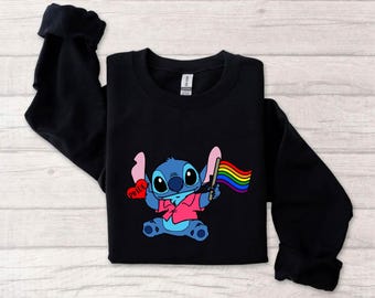 Disney LGBT Flag Stitch Shirt,Disney Pride Shirt,Pride Month 2025Shirt,Pride Flag Stitch Tee,Love is Love Tee,Disney Family Trip T-shirt