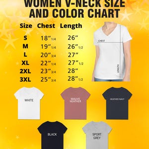 a women's v - neck t - shirt and color chart