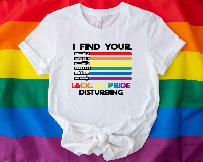 LGBT Star Wars Pride T-Shirt: Lightsaber Rainbow Flags, Pride Month Tee image 4
