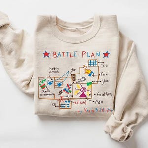 Funny Christmas Movie Sweatshirt: Battle Plan Map, 90s Style