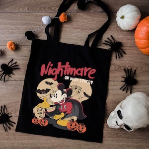 Disney Nightmare On The Main Street Tote Bag,Disney Mickey&#39;s Not So Scary Bag,Disney Halloween Tote Bag,Trick or Treat,Spooky Season Bag