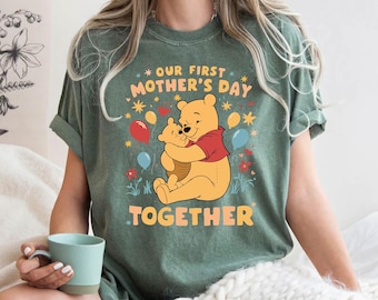 Camiseta de Winnie The Pooh: Nuestro primer Día de la Madre Juntos, camiseta de Disney Pooh Mamá y Bebé, camiseta de la Mejor Mamá del Mundo, sudadera de viaje a Disneylandia