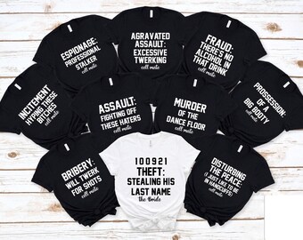 Crime Bachelorette Party Shirts: Funny Mugshot Bridesmaid Tees
