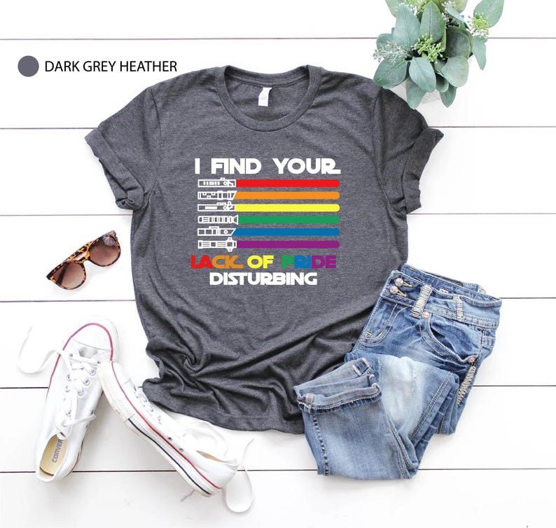 LGBT Star Wars Pride T-Shirt: Lightsaber Rainbow Flags, Pride Month Tee image 2