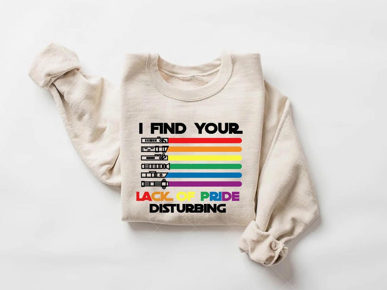 LGBT Star Wars Pride T-Shirt: Lightsaber Rainbow Flags, Pride Month Tee image 3