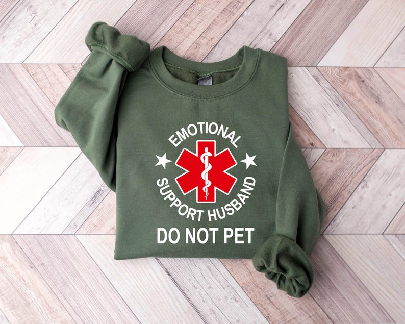 Emotional Support Husband T-Shirt: Funny Anniversary/Father's Day Gift image 3