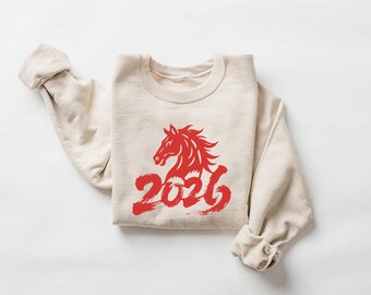 Chinese Year of the Horse Sweatshirt: 2026 Lunar New Year Outfit Zodiac Animal T-Shirt