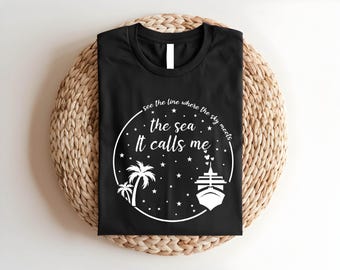 The Sea It Calls Me T-Shirt,Disney Cruise Shirt,Disney Family Cruise T-Shirts,Disney Wish Shirt,Disney Dream Shirt