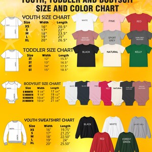 a poster showing the sizes of children's shirts