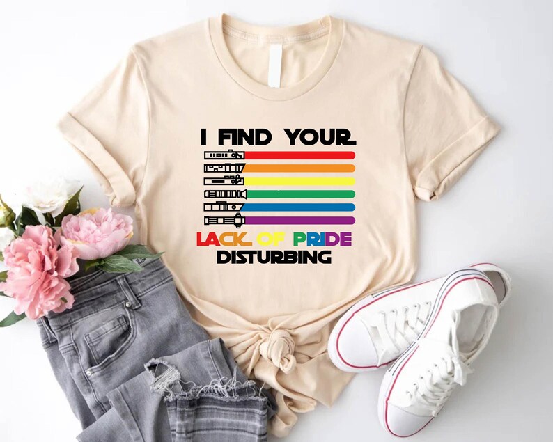LGBT Star Wars Pride T-Shirt: Lightsaber Rainbow Flags, Pride Month Tee image 5