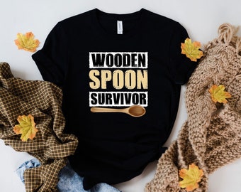 Wooden Spoon Survivor T-Shirt: Funny Italian Humor Tee