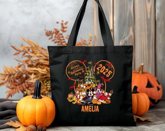 Personalized Mickey and Friends Tote,Trick or Treat Bag,2025 Halloween Disney Bag,Disneyworld Tote Bag,Mickey&#39;s Not So Scary Halloween Party