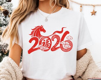 Chinese Year of the Fire Horse Sweatshirt: 2026 Lunar New Year Outfit Zodiac Animal T-Shirt