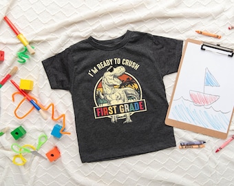 First Grade Dinosaur T-Rex Shirt: Custom Grade Back to School Tee