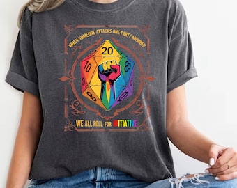 D&D LGBTQ Pride Shirt: Comfort Colors, Roll for Initiative