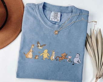Comfort Colors® Retro Winnie The Pooh And Friends Shirt,Disney Pooh T-Shirt,Pooh Bear Tee,Winnie The Pooh Shirt,Disney Family Matching Shirt