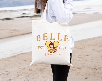 Disney Princess Belle ToteBag,Disney Vacation Tote Bag,Disney Matching Bag,Princess Fun Gift, Christmas Gift,Disney Belle Tote,Holiday Gifts