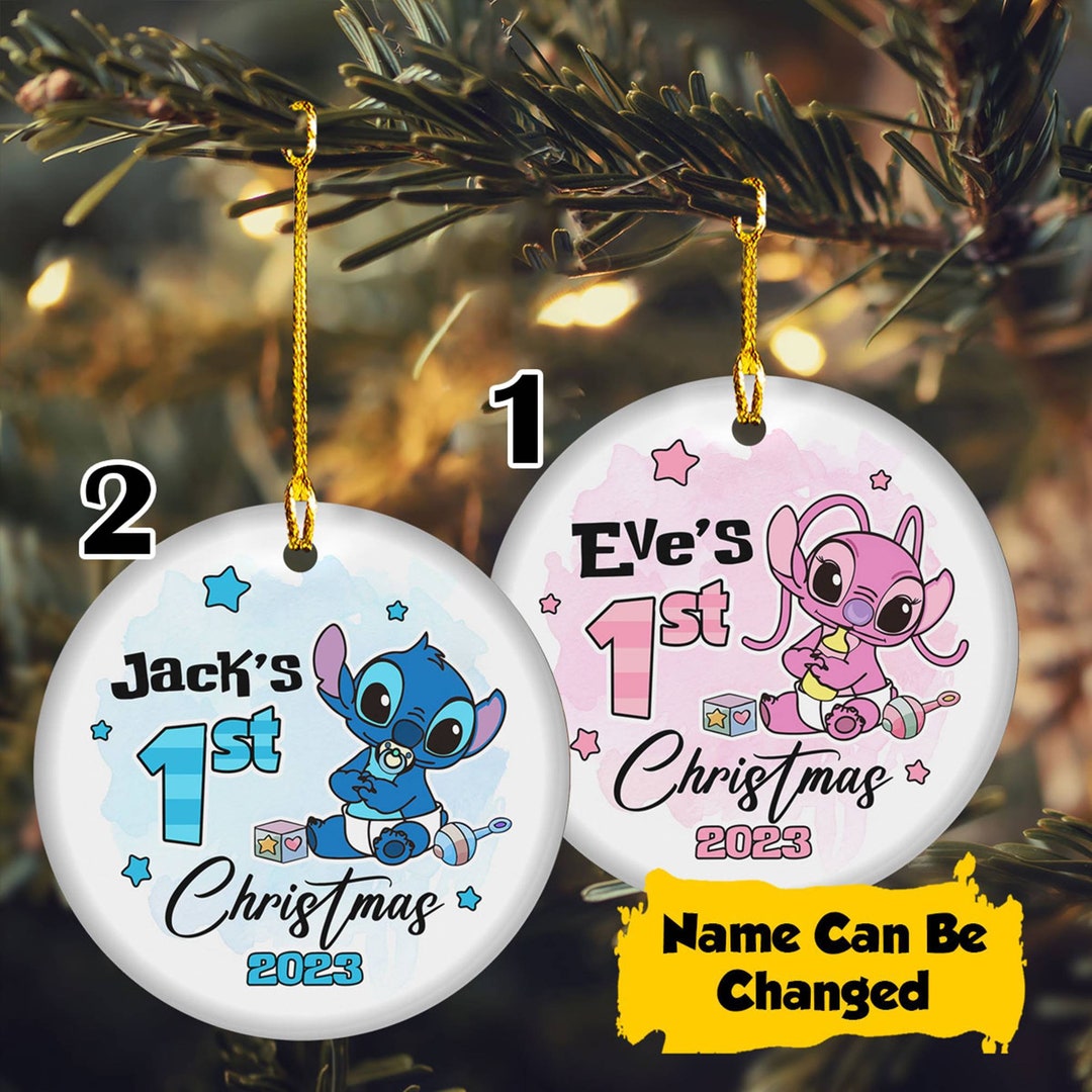 Personalized Stitch and Angel Baby's First Christmas Etsy