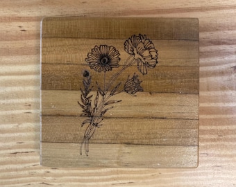 Letrero de estante con diseño de flores