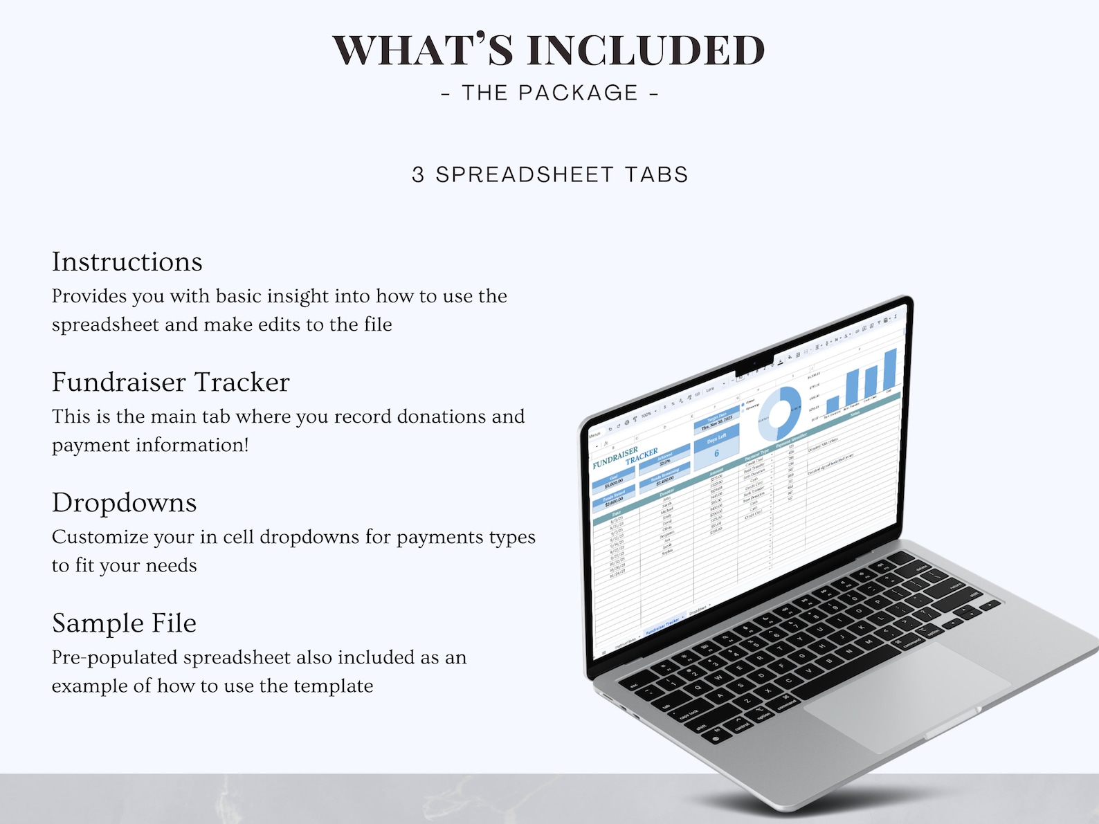 Fundraiser Tracker Google Sheets Spreadsheet Template, Charity Donor ...