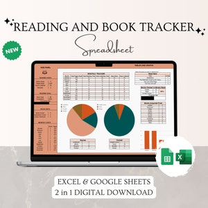 Reading Journal & Book Tracker Spreadsheet - Google Sheets and Excel Templates, Digital Reading Journal, Book Reading Planner