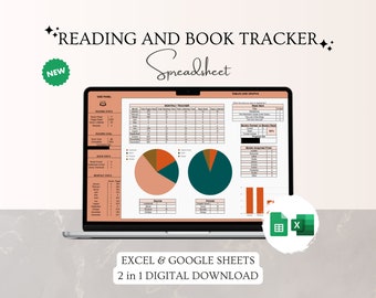 Reading Journal & Book Tracker Spreadsheet - Google Sheets and Excel Templates, Digital Reading Journal, Book Reading Planner