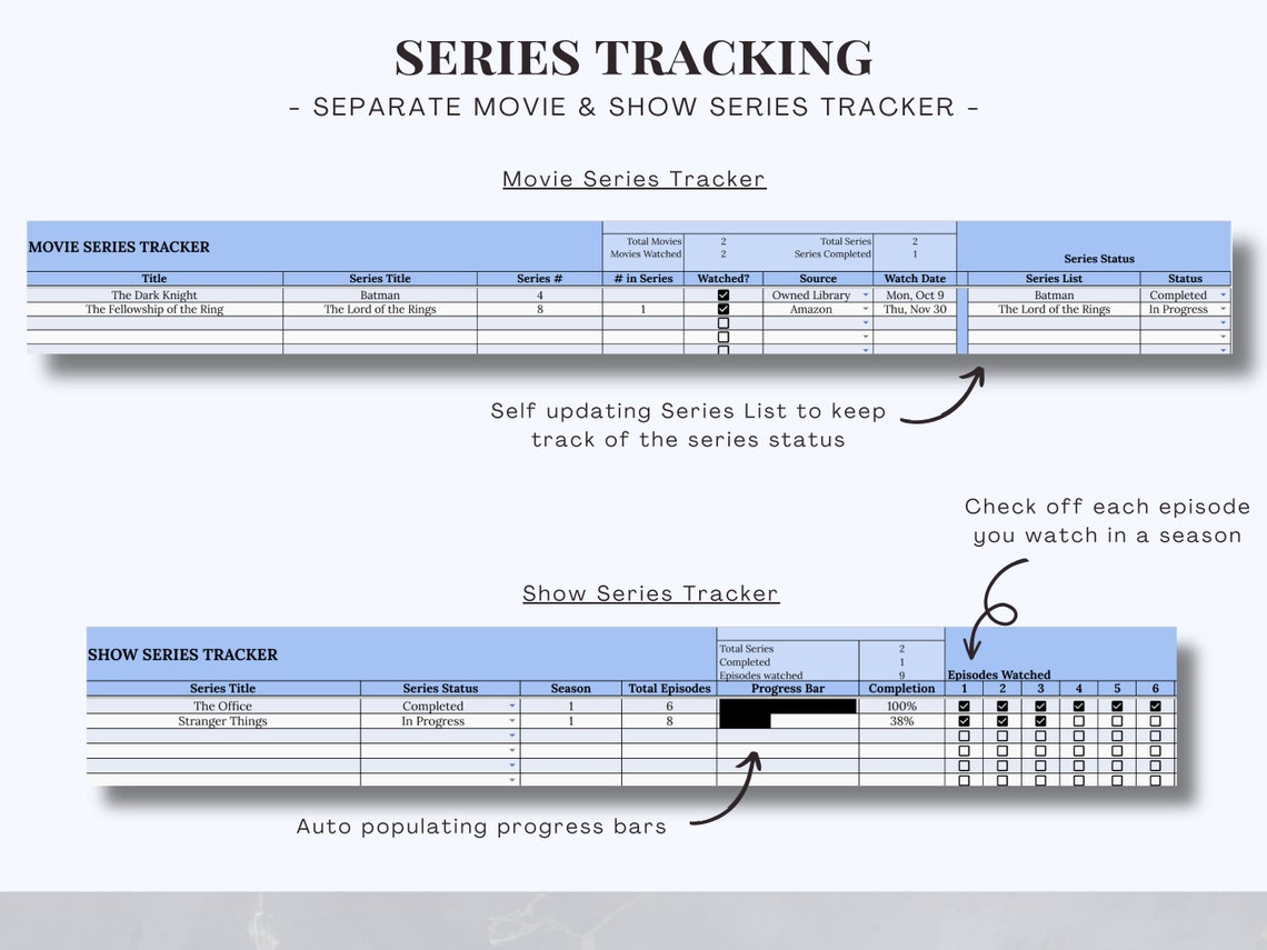 Movie and TV Show Tracker Spreadsheet Template for Google Sheets ...