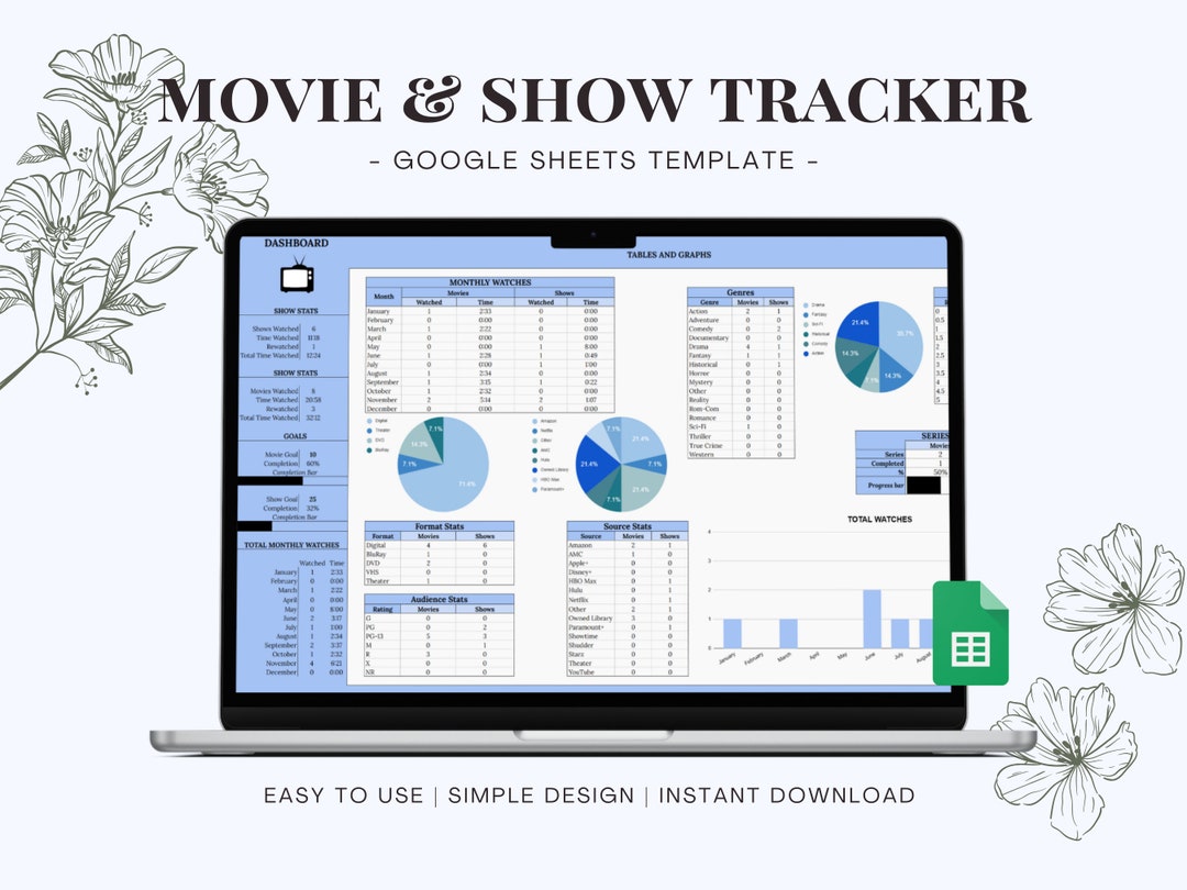 Movie and TV Show Tracker Spreadsheet Template for Google Sheets