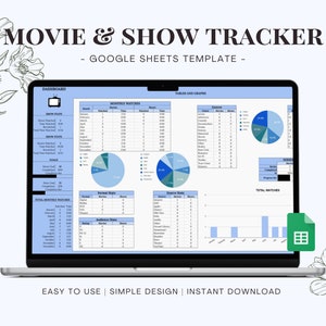 Movie and TV Show Tracker Spreadsheet Template for Google Sheets, Television Series Tracker Dashboard, Movie Watch List Schedule